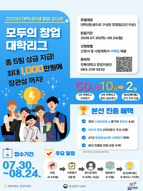 2026년 대학(원)생 창업 오디션 「모두의 창업 대학리그」