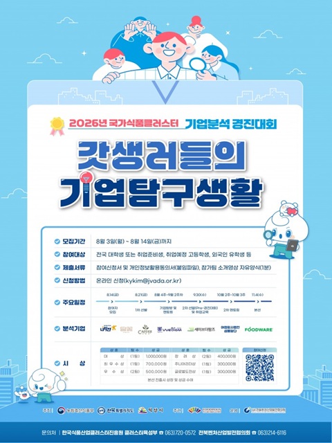2026년 국가식품클러스터 기업분석 경진대회 참가자 추가 모집